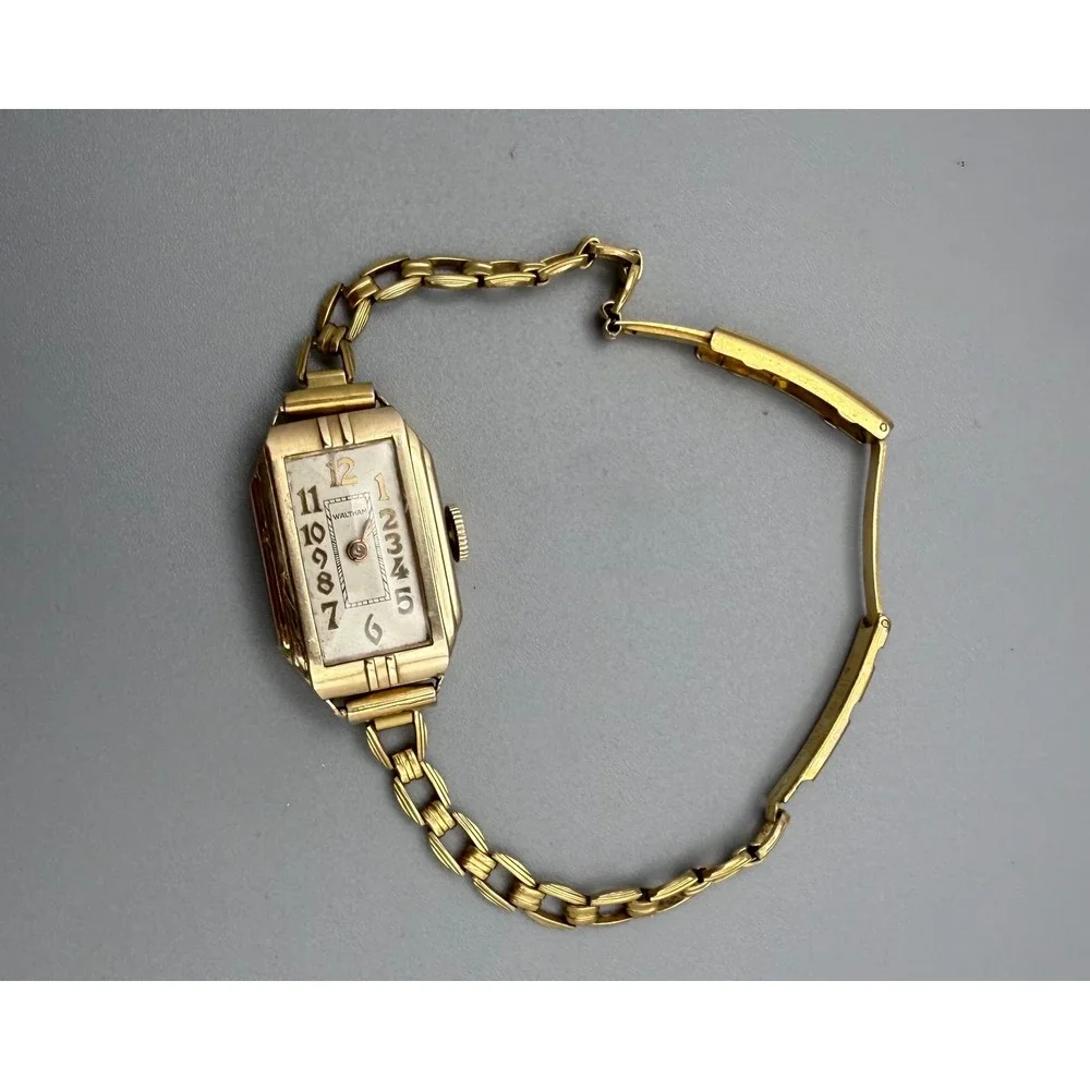 Vintage Waltham Art Deco 9 Jewel Watch 10K RGP Brunner Band Parts Repair